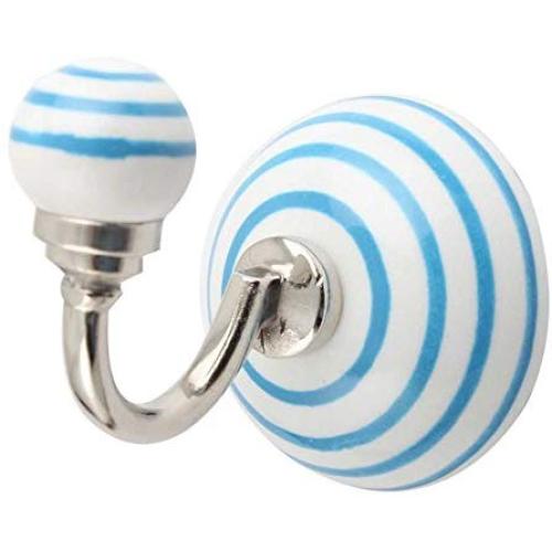 Indianshelf Handmade 1 Artistic Vintage White Ceramic Strip Coat Hooks Hangers/Clothes Hooks Door Mount
