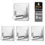 Adhesive Wall Hooks Stick on Wall Hangers Anti-Skid Heavy Duty Waterproof Stainless Steel Hook for Hanging Kitchen Bathroom and Bedroom Home (4 Packs) Adhesive Wall Hooks Stick on Wall Hangers Anti-Skid Heavy Duty Waterproof Stainless Steel Hook for Hanging Kitchen Bathroom and Bedroom Home (4 Packs)