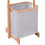 Tangkula Laundry Hamper Garment Rack, Bamboo Coat Organizer with Clothes Hanger and Storage Shelves (26W)