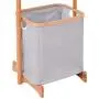 Tangkula Laundry Hamper Garment Rack, Bamboo Coat Organizer with Clothes Hanger and Storage Shelves (26W)