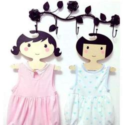 5pcs Random Color Cute Cartoon Princess Girls Wooden Children Clothes Hanger Nordic Style Wood Coat Rack Baby Hanger Kids Room Decoration Hook