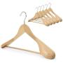 StorageWorks 6-Pack Natural Wooden Wide Shoulder Suit Hangers with Anti-Rust 360 Degree Swivel Hook Large Hanger, Natural Finish