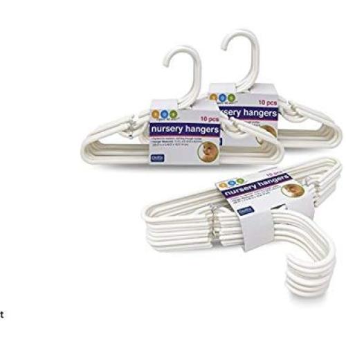 Delta White Nursery Hangers 30 Pack For Baby, Toddler, Kids, Children (3 Packs of 10)