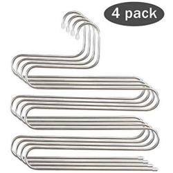 Pants Hangers Rack for Closet Organization Stainless Steel S-Shape 5 Layer Clothes Hangers for Space Saving Storage(Pack of 1/2/4/)