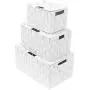 Sorbus Storage Boxes Woven Basket Bin Container Tote Cube Organizer Set Stackable Storage Basket Woven Strap Shelf Organizer Built-in Carry Handles (Lid Bins - 3 Pack, White)