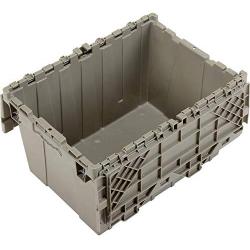 One Stop Shop Plastic Storage Bin Totes Container - High Density Polyethylene Plastic, Premium Attached Lid Distribution Containers, Shipping Hinged Lid, 21-7/8 x 15-1/4 x 12-7/8, Gray