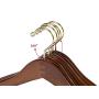 Quality Hangers 10 Curved Wooden Hangers Beautiful Sturdy Suit Coat Hangers with Locking Bar Gold Hooks Walnut Finish (10)