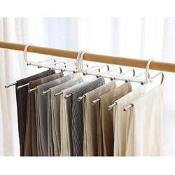 XMZFQ Stainless Steel Pants Hangers Multi-Layers Adjustable Magic Hangers Closet Space Saving,for Jeans, Pants, Trousers, Ties, Scarf,White