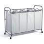 ROMOON 4 Bag Laundry Sorter Cart, Laundry Hamper Sorter with Heavy Duty Rolling Wheels for Clothes Storage, Grey