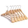 Nature Smile Luxury Natural Wooden Suit Hangers - 6 Pack - Wood Coat Hangers,Jacket Outerwear Shirt Hangers,Glossy Finish with Extra-Wide Shoulder, 360 Degree Swivel Hooks & Anti-Slip Bar with Screw