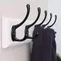 Dual Coat Hook/Hat Hooks Hardware(Upgraded&Thickened),10 Pack Heavy Duty Metal Double Coat Hanger - Wall Mounted (Two Types of Screws Included),Black Wall Hooks for Scarf, Bag, Towel, Key, Cap(10pack)