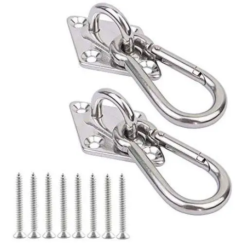 2 Set Heavy Duty Hanger Hook Hammock Wall Mount, Suspension Ceiling Hooks Outdoor Swing Mounting Hook Exercise Hook Stainless Steel Swivel Carabiner Yoga Ceiling Mount Swing Hook 2 Set Heavy Duty Hanger Hook Hammock Wall Mount, Suspension Ceiling Hooks Outdoor Swing Mounting Hook Exercise Hook Stainless Steel Swivel Carabiner Yoga Ceiling Mount Swing Hook