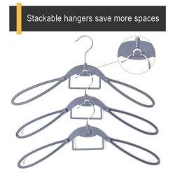 VISMOORE Portable Suit Hanger for Travel Luxury Design with Tie Holder and Reinforce Rotatable Hanger Wings Free Swivel to Different Shoulder Widths,Space Saving Clothes Hangers(Grey, Suit&Tie)