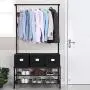 SONGMICS Set of 3 Foldable Storage Boxes with Lids, Fabric Cubes with Label Holders, Storage Bins Organiser, 11.8 x 15.7 x 9.8 Inches, Black URLB40H