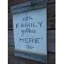 Vintage look FAMILY GATHERS HERE wheatstalks new calligraphy weathered wood sign with burlap hanger antique style old time font