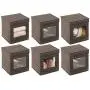 mDesign Soft Fabric Stackable Closet Storage Organizer Boxes with Clear Window and Attached Hinged Lid for Bedroom, Hallway, Entryway, Closets, 6 Pack - Espresso Brown mDesign Soft Fabric Stackable Closet Storage Organizer Boxes with Clear Window and Attached Hinged Lid for Bedroom, Hallway, Entryway, Closets, 6 Pack - Espresso Brown