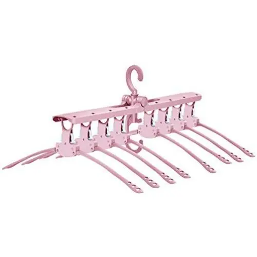 EvaroFly Multipurpose Portable Folding Hanger, Save Space Storage Clothes Hanger, Household Travel -Pink 53x42cm