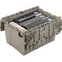One Stop Shop Plastic Storage Bin Totes Container - High Density Polyethylene Plastic, Premium Attached Lid Distribution Containers, Shipping Hinged Lid, 21-7/8 x 15-1/4 x 12-7/8, Gray