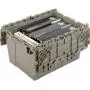 One Stop Shop Plastic Storage Bin Totes Container - High Density Polyethylene Plastic, Premium Attached Lid Distribution Containers, Shipping Hinged Lid, 21-7/8 x 15-1/4 x 12-7/8, Gray