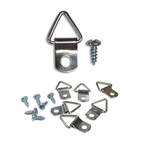 Frame Triangle Ring Hanger - 100 Pack - Small D-Ring Picture Hanger with Screws - Picture Hang Solutions