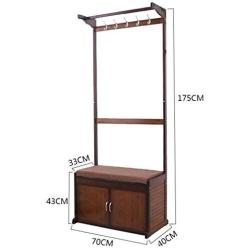 Bamboo Coat Rack Multifunction Storage Floor Coat Bench Change Shoe Bench Shoe Rack Hall Clothes Hanger Hangers Cabinet Brown