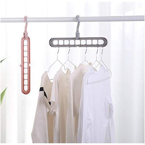 10pcs Random Color 9 Holes Rotate Anti-Skid Folding Hanger Portable Hanging for Home Wet Dry Clothes