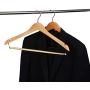 Amber Home Contoured Wooden Hangers Sturdy Wood Suit Coat Clothes Hangers Clothing Hangers with Locking Bar Chrome Hook Pack of 5 (Natural) (Renewed)