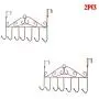 VIASA_ 2Pc Door Hook Bath Towel Hooks Over The Door Decorative 7 Hook Rack Clothes Coat Belt Hanger Wall Mount Storage Shelf