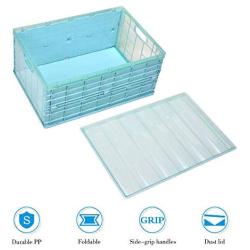 MUYOZZ 25 Quart Collapsible Storage Bins with Lids Foldable Plastic Storage Boxes for Home,Office,Car Trunk,Closet,Blue