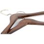 High-grade Solid Gugertree Wooden Wide Shoulder Coat Hanger, Retro Wood Clothes Hangers, Natural Finish & Pearl Nickel Polished Hook, 5-pack (32 x 1.2cm)
