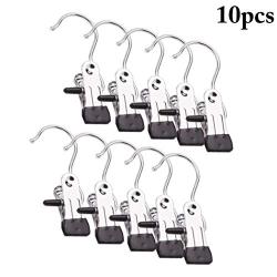 Justdolife 10PCS Hanging Laundry Hook Stainless Steel Heavy Duty Boot Hanger Clothes Pin