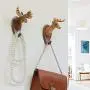 Bueer Creative Resin and Iron Rustic Vintage Animal Head Wall Mounted Hanger Iron Rack Cloth Coat Scarf Towel Bag Key Wall Hooks Rack Bathroom Kitchen Decoration