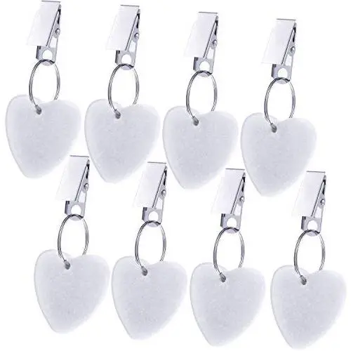 Gejoy Tablecloth Weights Hangers Heart Shape Stone Table Cloth Weights with Stainless Steel Clips White Heart Stone Tablecloth Weights Clips, 8 Packs