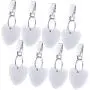 Gejoy Tablecloth Weights Hangers Heart Shape Stone Table Cloth Weights with Stainless Steel Clips White Heart Stone Tablecloth Weights Clips, 8 Packs