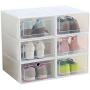 Yagaga Stackable Shoe Storage, 6 Pcs Transparent Shoe Boxes Flip Design Plastic Storage Case Organizer Dustproof Clear Plastic Shoe Storage Boxes for Home (White)