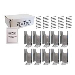 Fence Bracket Repair Kit | 10 Pack Galvanized Brackets for 2x4 Wood Rail | Includes 40 Galvanized Screws and Instruction Card | Packaged by North Trail Goods