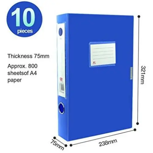 File Boxes Plastic with Lid, Plastic File Boxes Storage, Archive Boxes Office Organizer, Files Project Full 35mm 55mm 75mm Deep Capacity (Color : Blue, Size : 75mm)