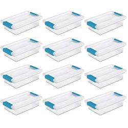Sterilite Mini Clip Plastic Storage Boxes Clear w/Blue Aquarium Latches (30 Pack)