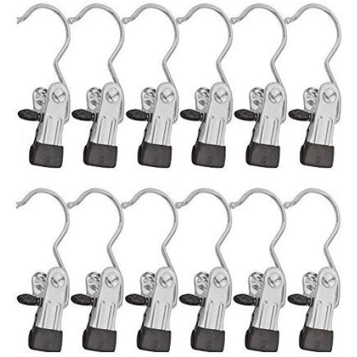 WofuL Clothes Pins Stainless Steel Travel Home Clothing Boot Hanger Hold Clips Laundry Hook Boot Clips 24 PCS