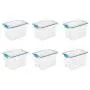 Sterilite 19324306 Gasket Boxes See-Through Lid and Base with Blue Aquarium Latches and Gasket, 20-Quart, 6-Pack
