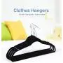 Estink Black Velvet Clothes Hangers Set,Premium Quality Non-Slip Padded with Notched Hangers for Dresses,Pants, Blouses, Shirt and Suits, Pack of 20