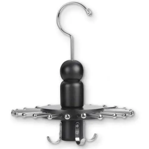 Launch Innovative Products Neil Rotating 8 Belt and 24 Tie Wooden Clothes Hanger Spinning Closet Organizer