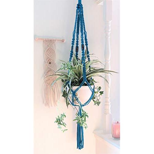 Blue Macrame Plant Hanger - Blue Planter - Blue Pot Holder - Plant Hanger Macrame - Large Plant Hanger - Colorful Macrame - Plant Lover Gift