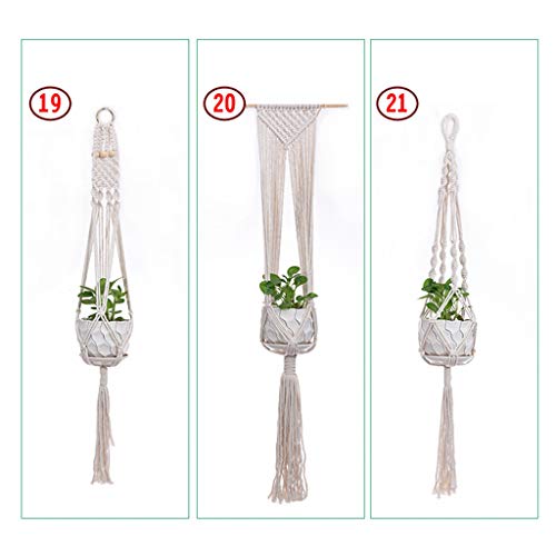 Flosky 3pcs Handmade Macrame Plant Hanger Hanging Basket Pot Holder Indoor Outdoor Rope