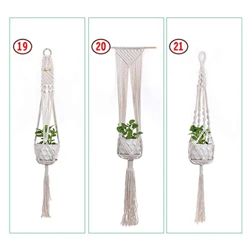 Flosky 3pcs Handmade Macrame Plant Hanger Hanging Basket Pot Holder Indoor Outdoor Rope Flosky 3pcs Handmade Macrame Plant Hanger Hanging Basket Pot Holder Indoor Outdoor Rope