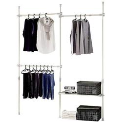 Cocoarm Garment Rack Adjustable Garment Hanger Clothes Rack Simple Closet Wardrobe Portable Hanger Holder Heavy Duty 3 Poles 4 Bars Home Hanging Display Stand