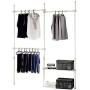 Estink Garment Rack, Portable Indoor Garment Hanger Tools Heavy-Duty Adjustable DIY Coat Hanger Clothes Wardrobe 3 Poles 4 Bars Home Hanging Rack