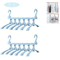 HJYPYJ Magic Hanger,PP Double Hook Folding Hanger,Space-Saving Organizer Hangers,for Balcony,Wardrobe Stable/Blue / 6 pcs