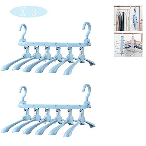 HJYPYJ Magic Hanger,PP Double Hook Folding Hanger,Space-Saving Organizer Hangers,for Balcony,Wardrobe Stable/Blue / 6 pcs HJYPYJ Magic Hanger,PP Double Hook Folding Hanger,Space-Saving Organizer Hangers,for Balcony,Wardrobe Stable/Blue / 6 pcs