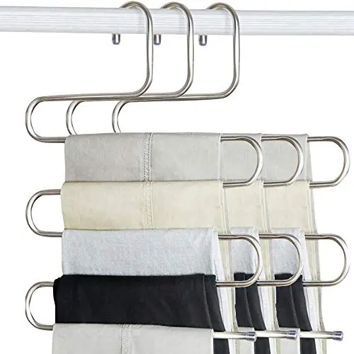 S-Type Multi-Purpose Pants Hangers Space Saving, Stainless Steel Magic Closet Hangers for Jeans Scarf Tie Clothes (3pcs) S-Type Multi-Purpose Pants Hangers Space Saving, Stainless Steel Magic Closet Hangers for Jeans Scarf Tie Clothes (3pcs)